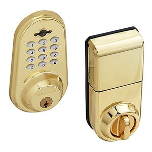 Honeywell Deadbolt Digital Door Lock with Remote Brass 8613009 Honeywell Deadbolt Digital Door Lock with Remote Brass 8613009